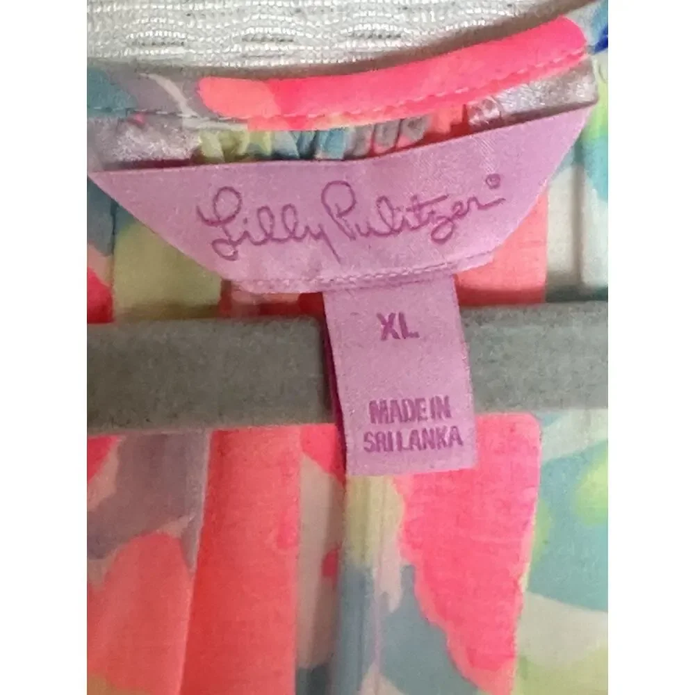LILLY PULITZER Willa Peasant Blouse Hermosa Print Rayon New $128